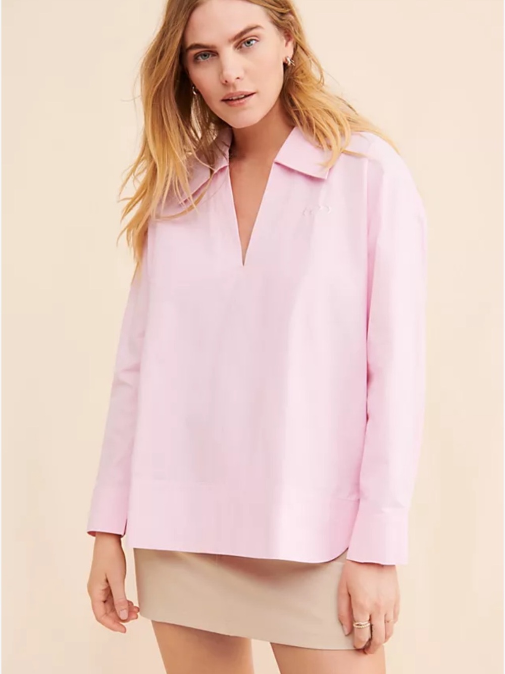 Free People Résumé Victoria Pink Relaxed Shirt Sz 36